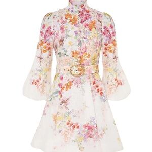 Floral Print Dress with Belt